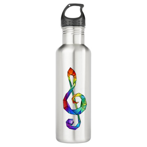 Rainbow musical key treble clef stainless steel water bottle