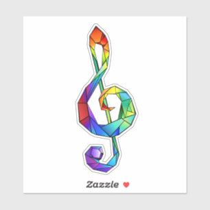Rainbow musical key treble clef sticker