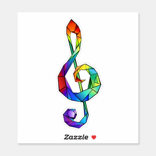 Rainbow musical key treble clef sticker