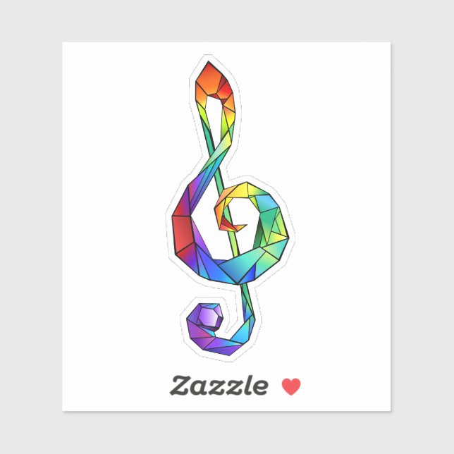 Rainbow musical key treble clef sticker (Sheet)