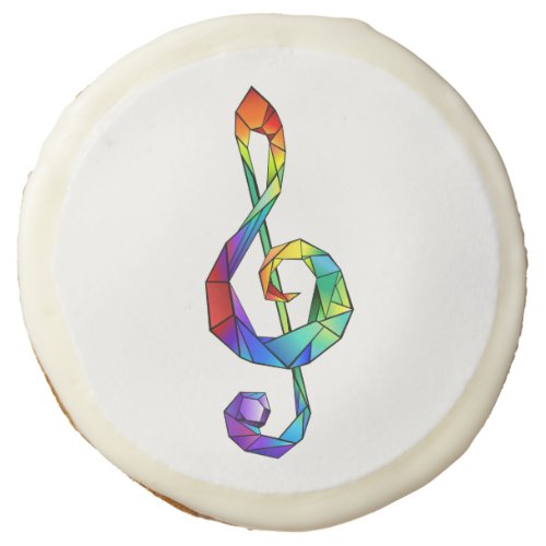 Rainbow musical key treble clef sugar cookie