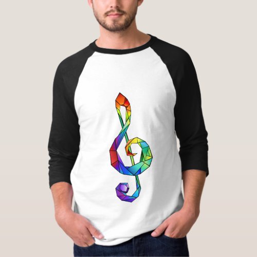 Rainbow musical key treble clef T_Shirt