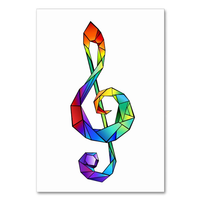 Rainbow Musical Key treble clef Table Number (Front)