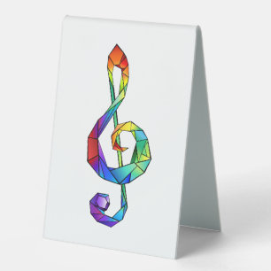 Rainbow musical key treble clef table tent