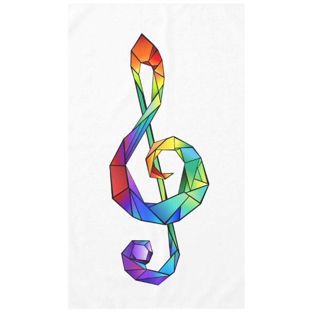 Rainbow musical key treble clef tablecloth (Front)