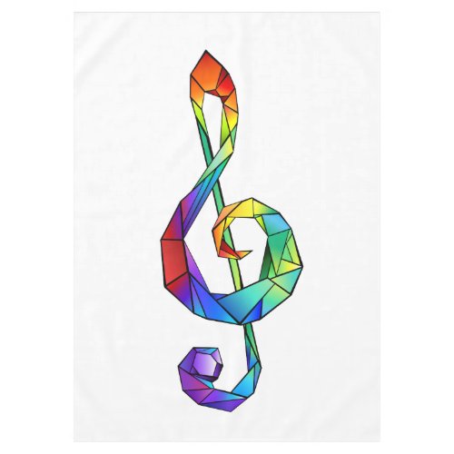 Rainbow musical key treble clef tablecloth