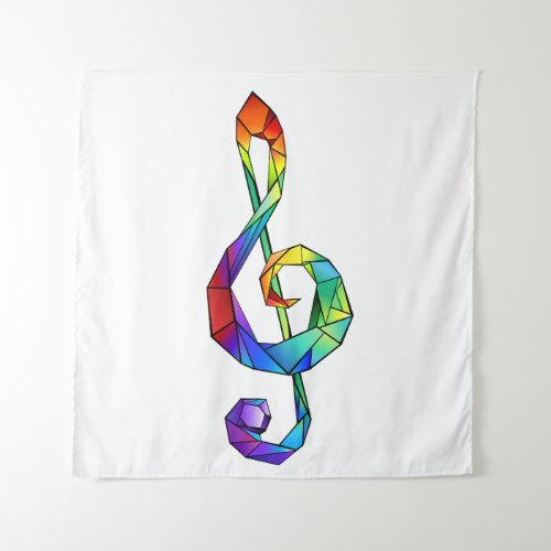 Rainbow musical key treble clef tapestry