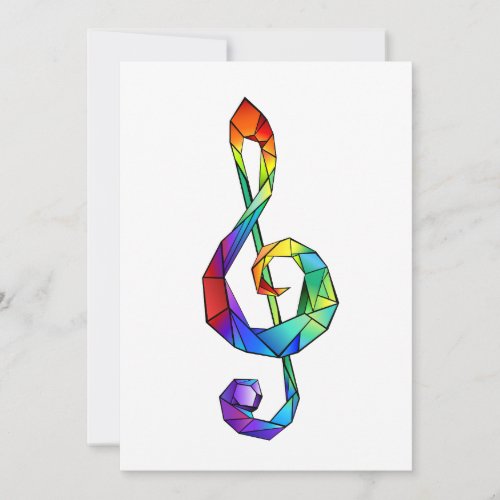 Rainbow Musical Key treble clef Thank You Card