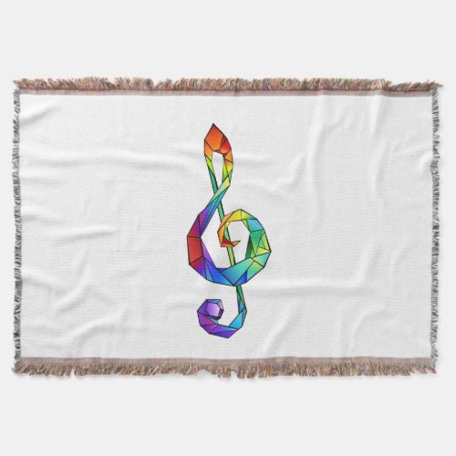 Rainbow musical key treble clef throw blanket