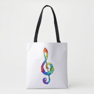 Rainbow Musical Key treble clef Tote Bag