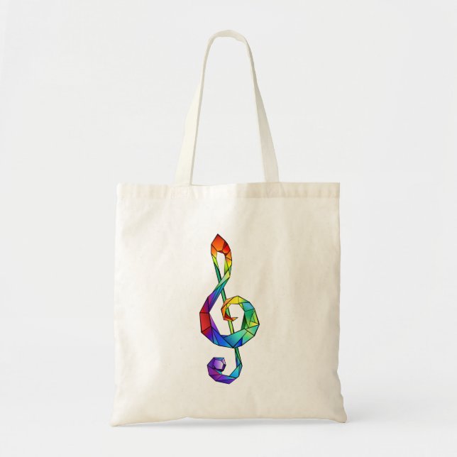 Rainbow Musical Key treble clef Tote Bag (Front)