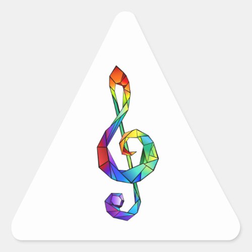 Rainbow musical key treble clef triangle sticker