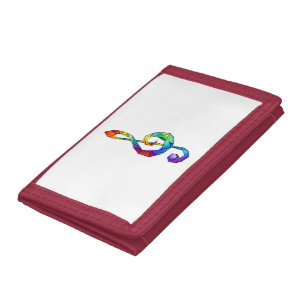 Rainbow musical key treble clef trifold wallet