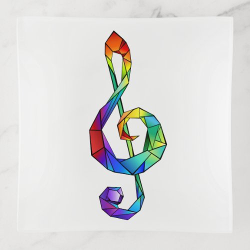 Rainbow musical key treble clef trinket tray