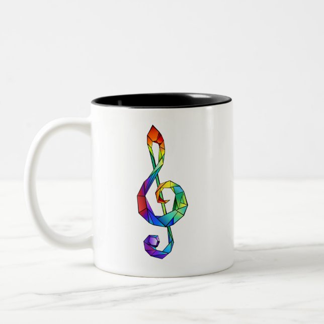 Rainbow Musical Key treble clef Two-Tone Coffee Mug (Left)