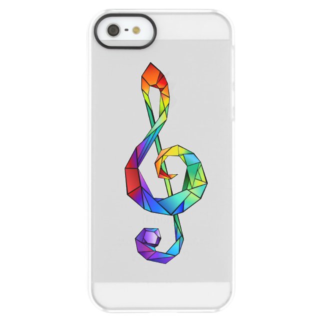Rainbow musical key treble clef uncommon iPhone case (Back)