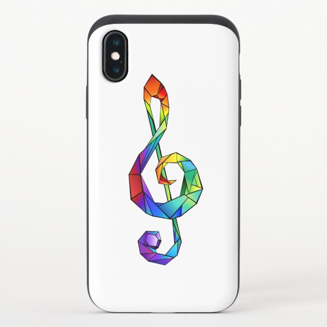 Rainbow musical key treble clef uncommon iPhone case (Back)