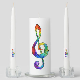 Rainbow musical key treble clef unity candle set