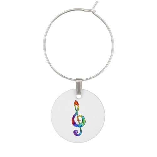 Rainbow musical key treble clef wine charm