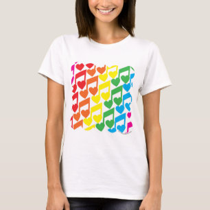 Rainbow Musical Notes Cute Retro Pattern T-Shirt