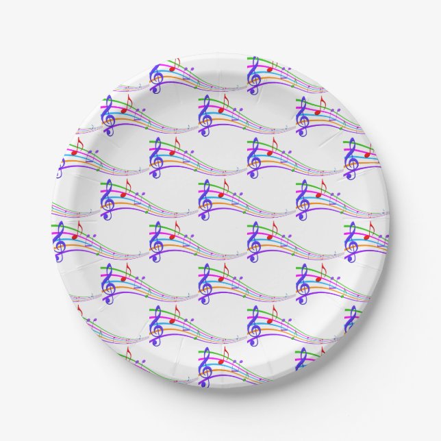 rainbow musical notes paper plates (Front)