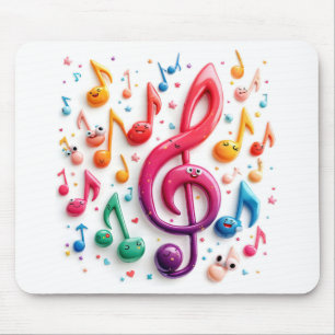 Rainbow Musical Notes With Eyeballs Mouse Pad