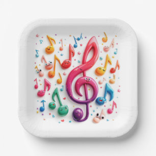 Rainbow Musical Notes With Eyeballs Paper Plates