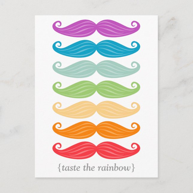 Rainbow Mustaches Postcard (Front)