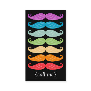 Rainbow Mustaches Vertical Bizcard Business Card