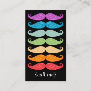 Rainbow Mustaches Vertical Bizcard Business Card