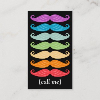 Rainbow Mustaches Vertical Bizcard Business Card by creativetaylor at Zazzle