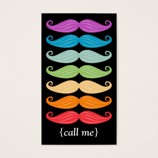 Rainbow Mustaches Vertical Bizcard Business Card