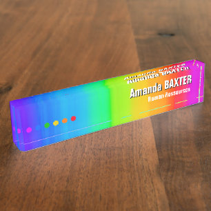 Rainbow Name Tag Desk Name Plate