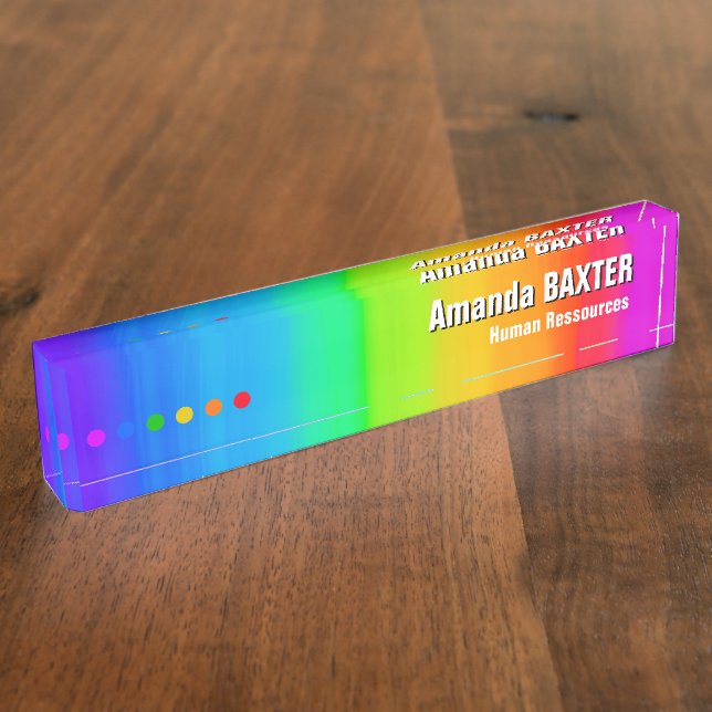 Rainbow Name Tag Desk Name Plate (Side)