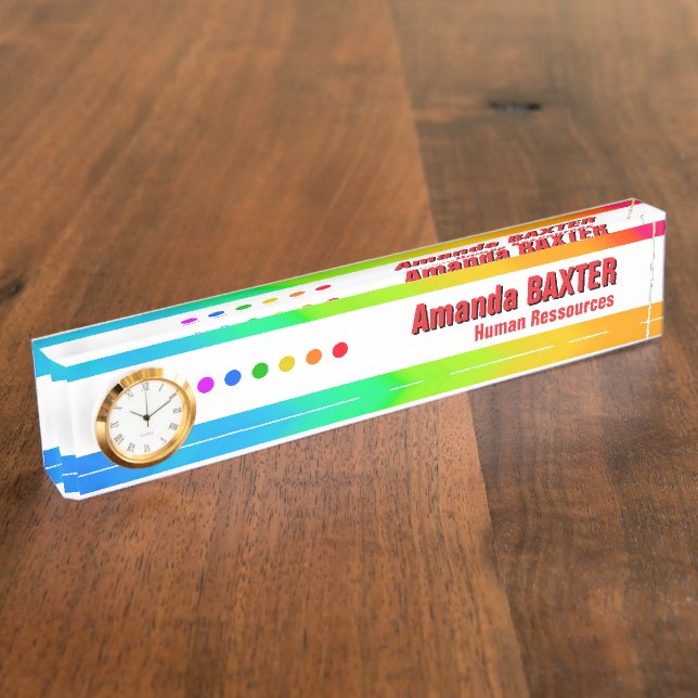 Rainbow Name Tag Desk Name Plate (Side)