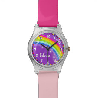 Rainbow named purple pink multi-coloured watch