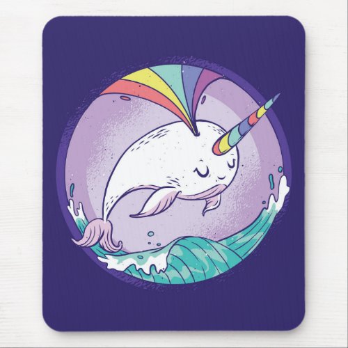 Rainbow Narwhal Mouse Pad