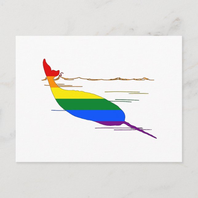 Rainbow Narwhal Postcard (Front)