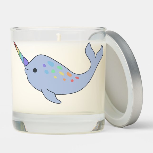 Rainbow Narwhal Scented Candle (Lid)