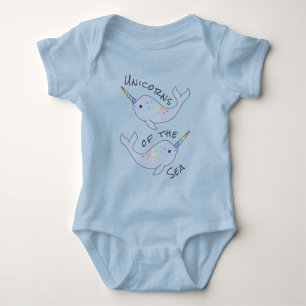 Rainbow Narwhal Sea Unicorns Baby Bodysuit