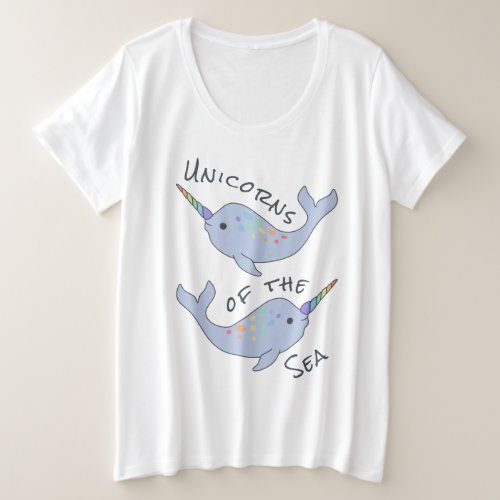 Rainbow Narwhal Sea Unicorns Plus Size T_Shirt