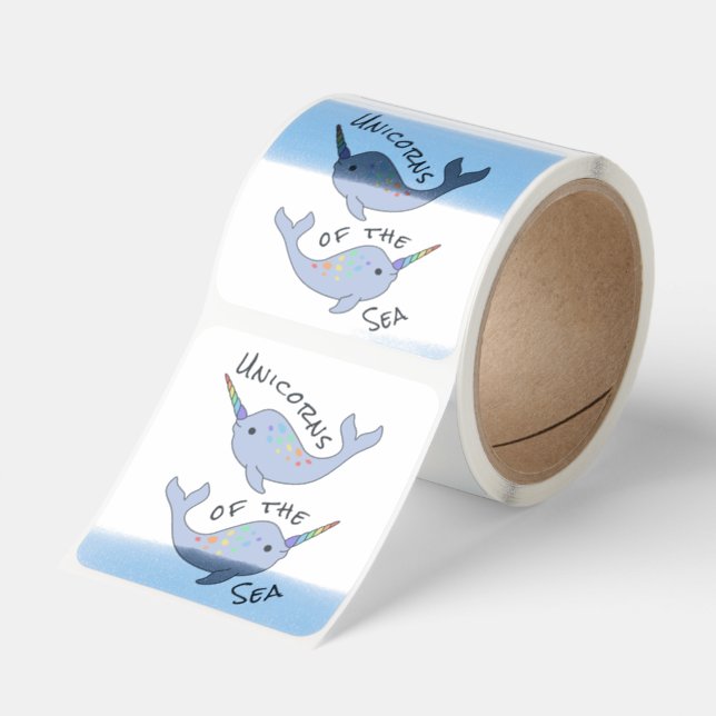 Rainbow Narwhal Sea Unicorns Stickers (Roll)