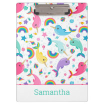Rainbow Narwhal Under The Sea Girls Personalized Clipboard