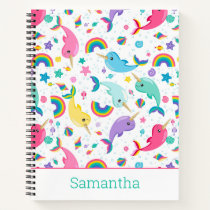 Rainbow Narwhal Under The Sea Girls Personalized N Notebook