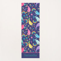 Rainbow Narwhal Under The Sea Girls Personalized Yoga Mat