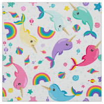 Rainbow Narwhal Under The Sea Girls Pretty Fish Fabric