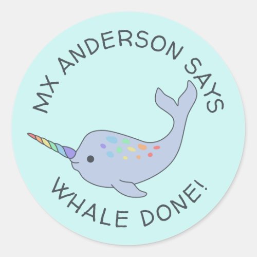 Rainbow Narwhal Whale Done Stickers
