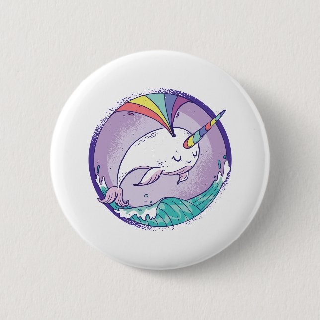 Rainbow Narwhale Button (Front)