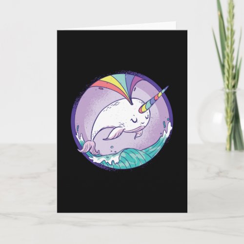 Rainbow Narwhale Card