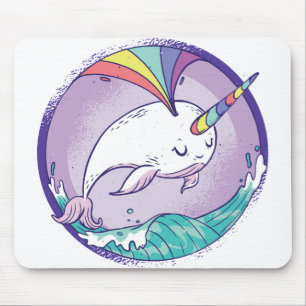 Rainbow Narwhale Mouse Pad